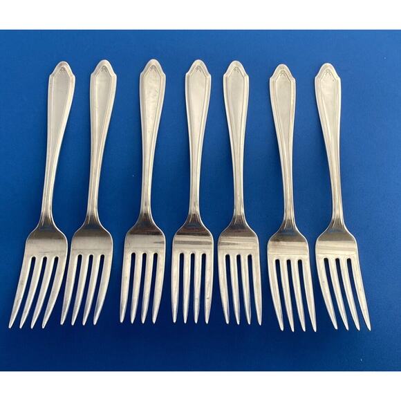 National Silver Company AA 7 1/2” Dinner Forks Flatware Set of 7 Vintage - Picture 6 of 15